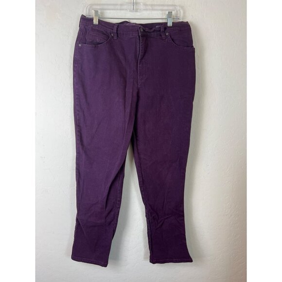 Gloria Vanderbilt Amanda Sz 14 Eggplant Purple Jeans Straight - Picture 2 of 11